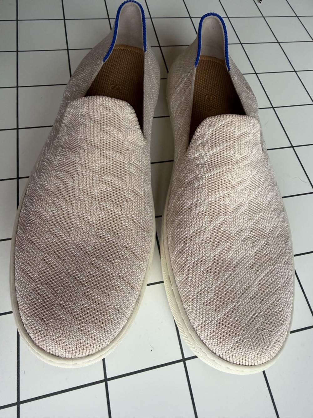 Rothy’s Houndstooth Slip-On Knit Casual Shoes in Light Beige